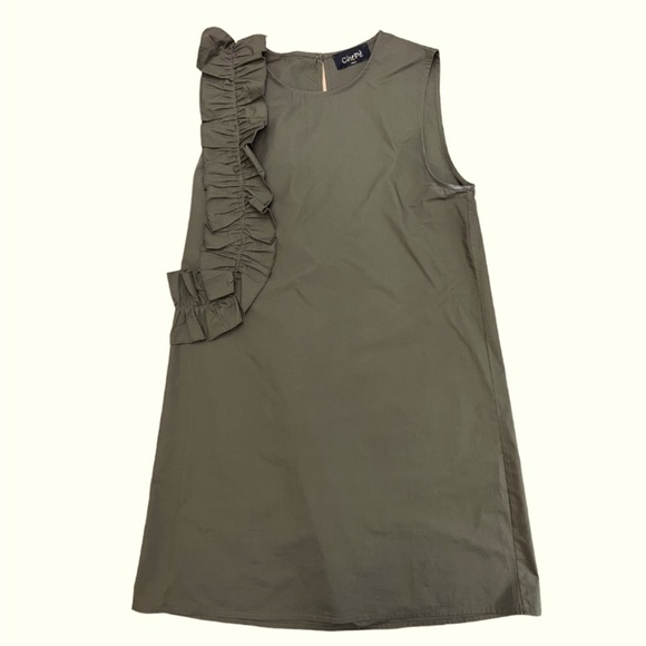 Chepe Italy Olive Green MADE IN ITALY Cotton Sleeveless Ruffle A-line Dress Med - Picture 1 of 9
